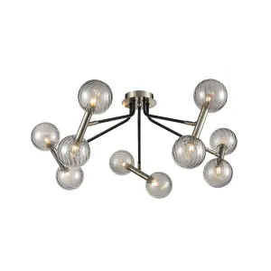 01-6342LF 10 Light Semi Flush Ceiling Light Satin Nickel