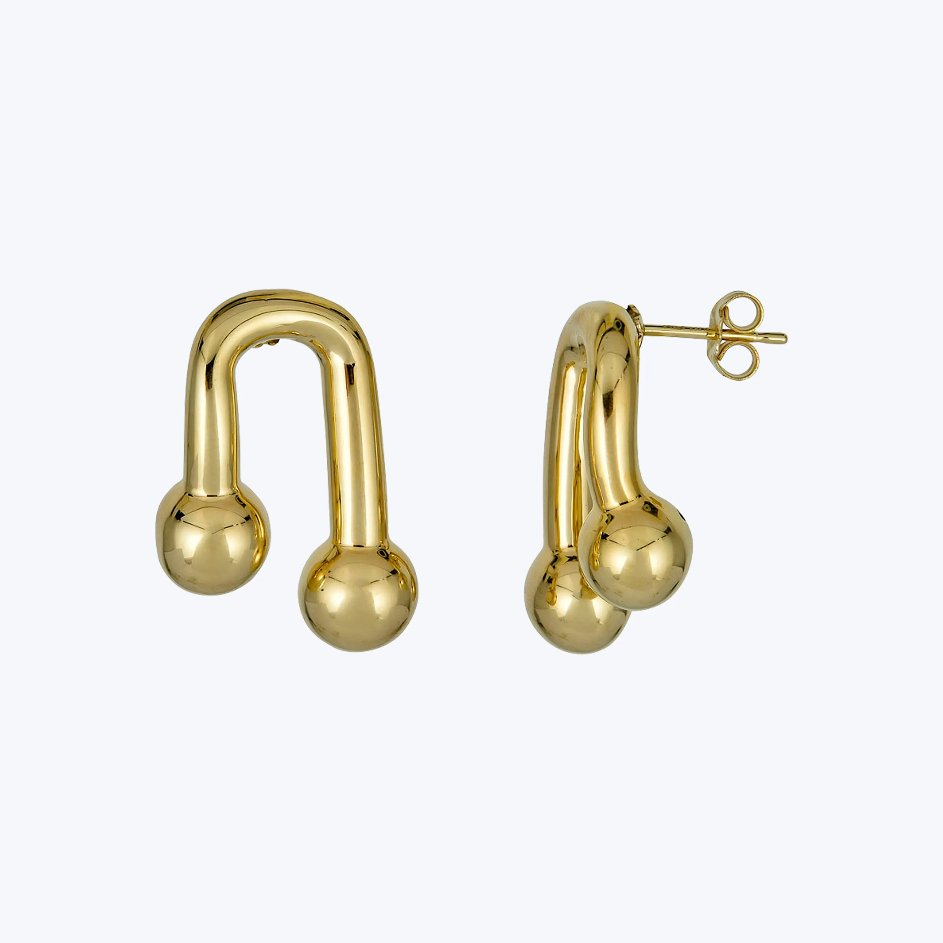 14K Yellow Gold Hardware Stud Earrings