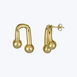 14K Yellow Gold Hardware Stud Earrings