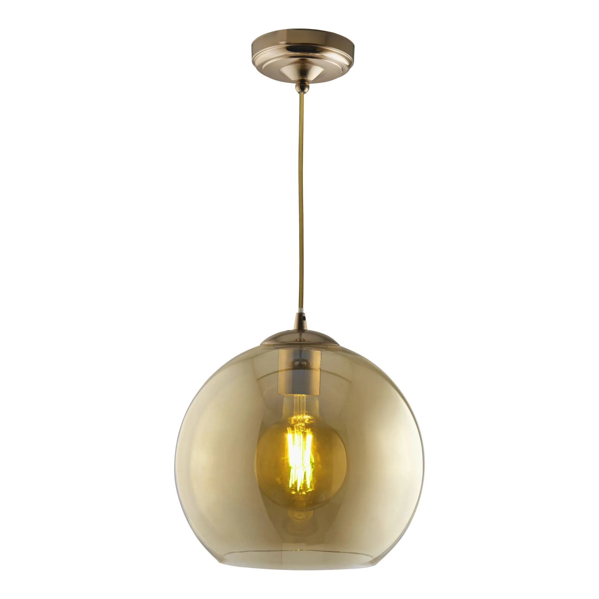 1632AM Balls Amber Glass 30cm Single Pendant