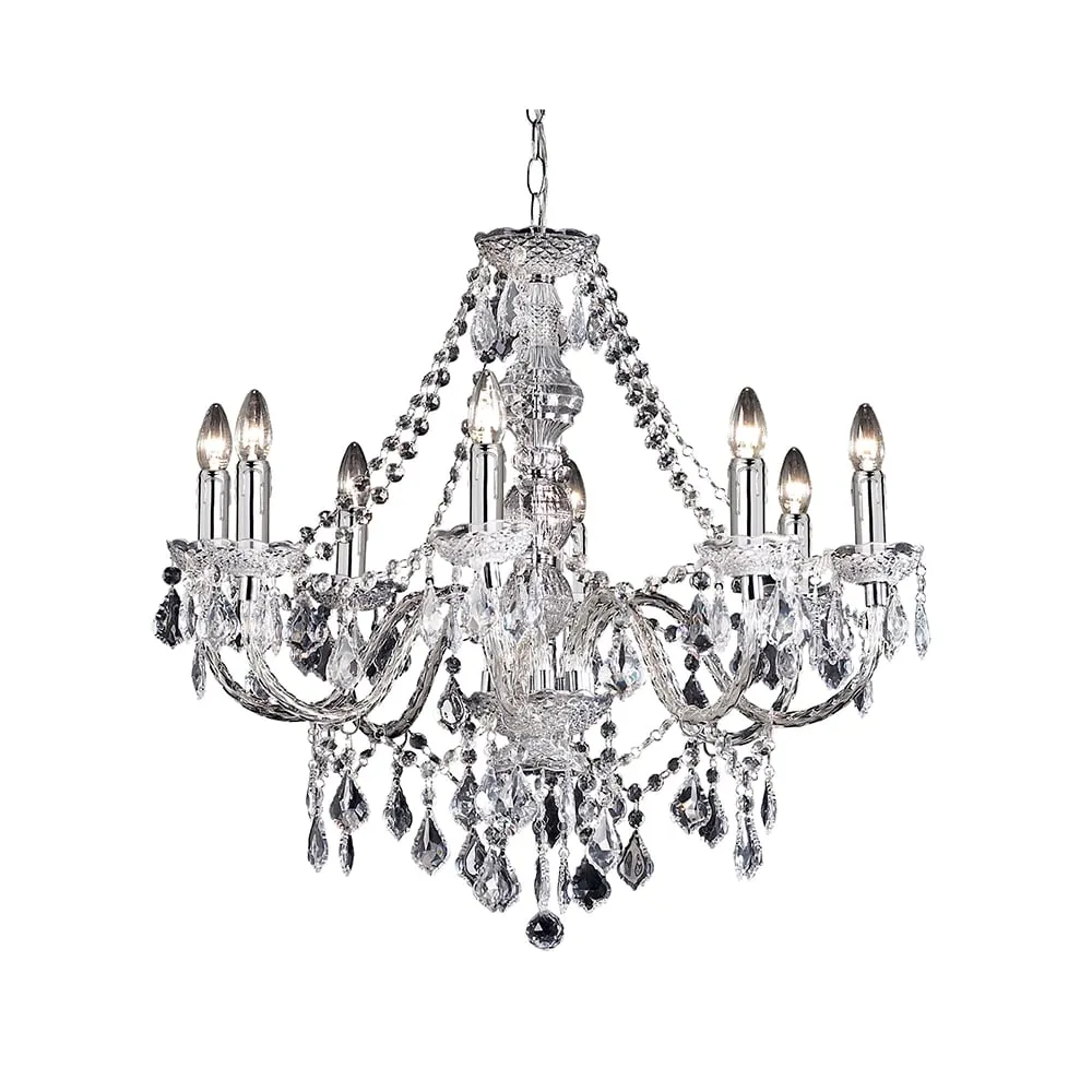 308-8CL Clarence 8 Light Chrome Multi Arm Light