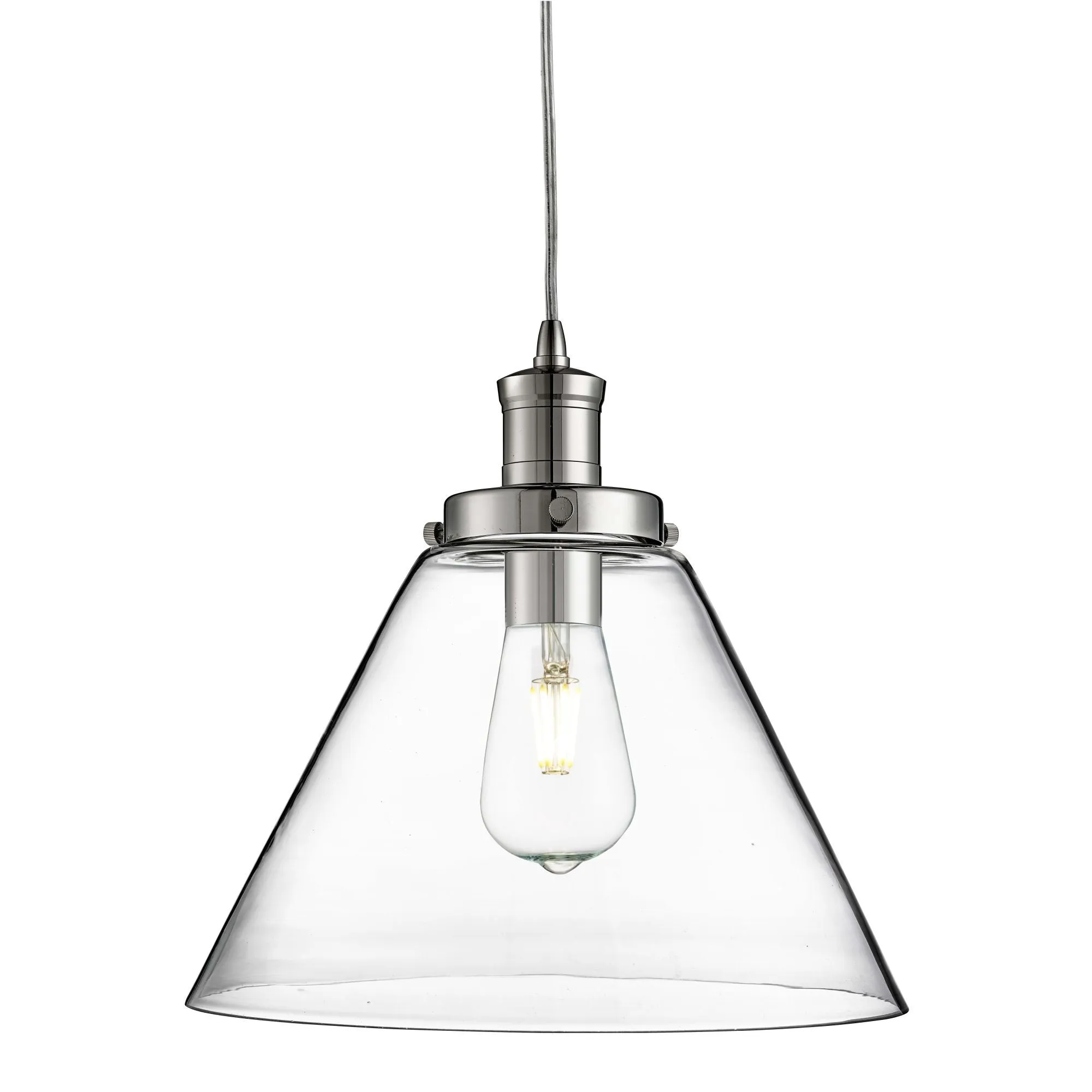 3228CC Pyramid Chrome Clear Glass Single Pendant