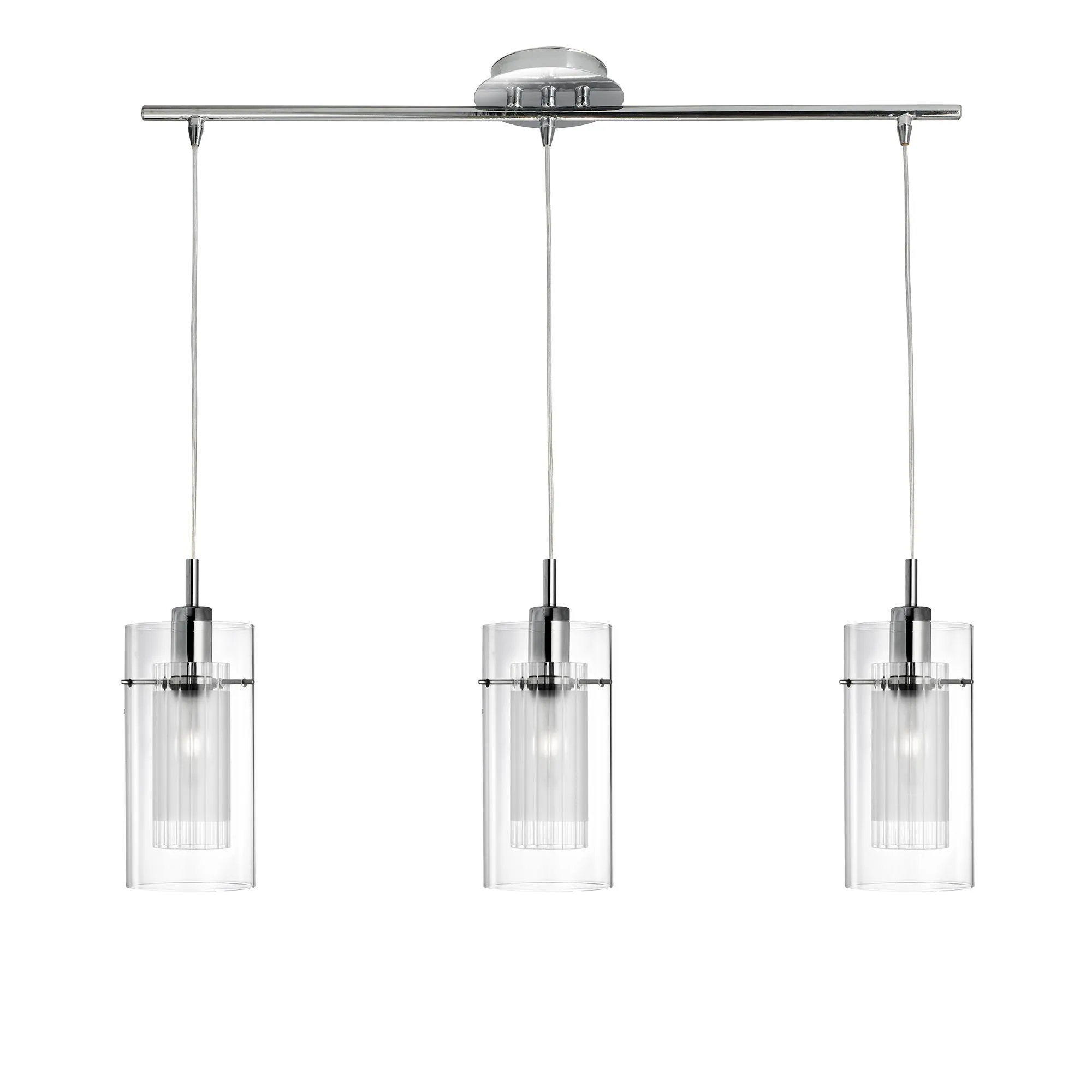 3303-3CC Duo 1 Chrome 3 Light Double Glass Bar Pendant