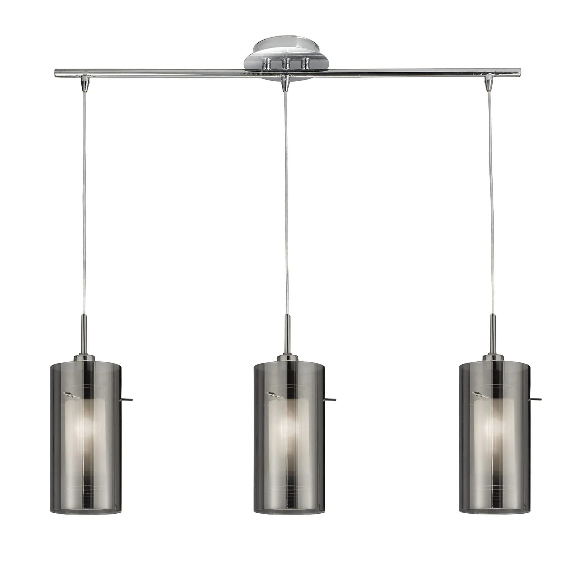 3303-3SM Duo 2 Chrome 3 Light Smoked Glass Bar Pendant