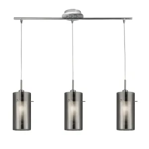 3303-3SM Duo 2 Chrome 3 Light Smoked Glass Bar Pendant