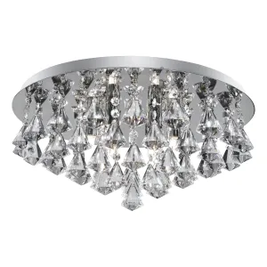 3308-8CC Hanna Chrome Crystal Triangles 8 Light Flush Light