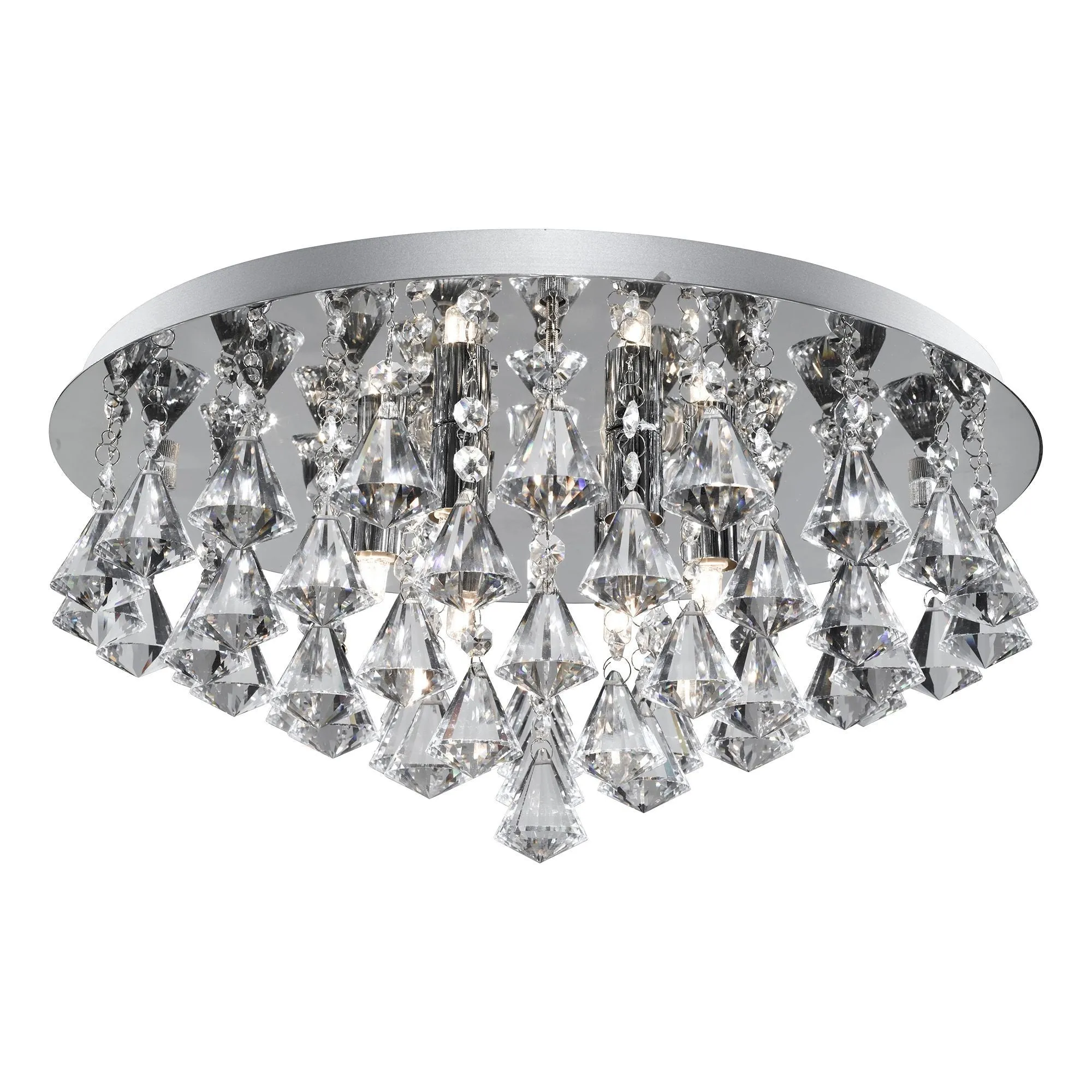 3308-8CC Hanna Chrome Crystal Triangles 8 Light Flush Light