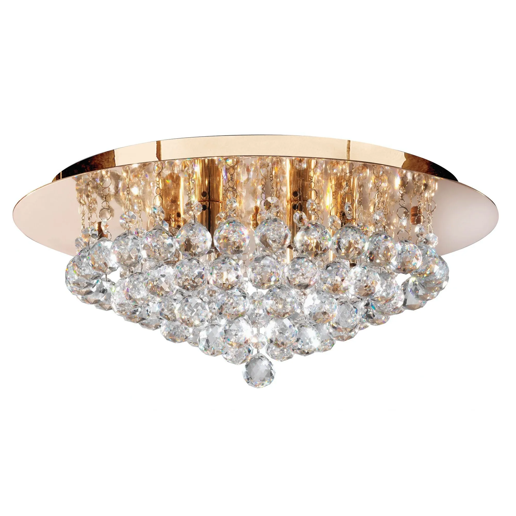 3406-6GO Hanna Gold Crystal Balls 6 Light Flush Light