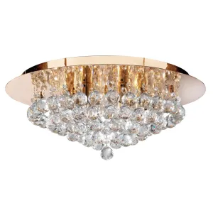3406-6GO Hanna Gold Crystal Balls 6 Light Flush Light