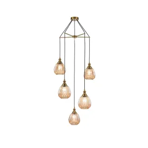 353/5-5242LF 5 Light Suspended Light Bronze