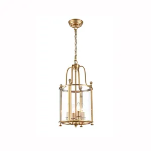 4-0207AL 4 Light Indoor Lantern Antique Gold