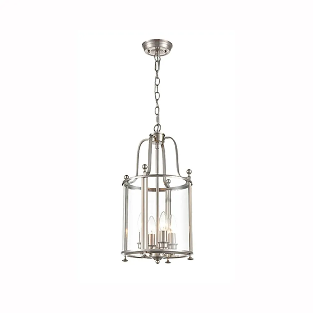4-9107AL 4 Light Indoor Lantern Satin Nickel
