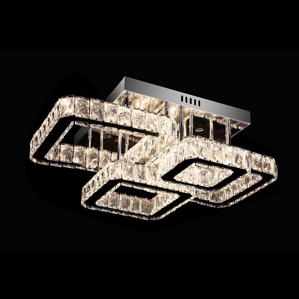4 Square Semi Flush Remote Colour Changing LED Chandelier