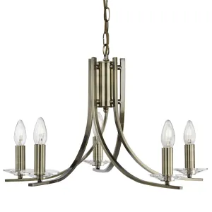 4165-5AB Ascona Antique Brass 5 Light Multi Arm Light