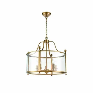 5-0207AL 5 Light Indoor Lantern Antique Gold