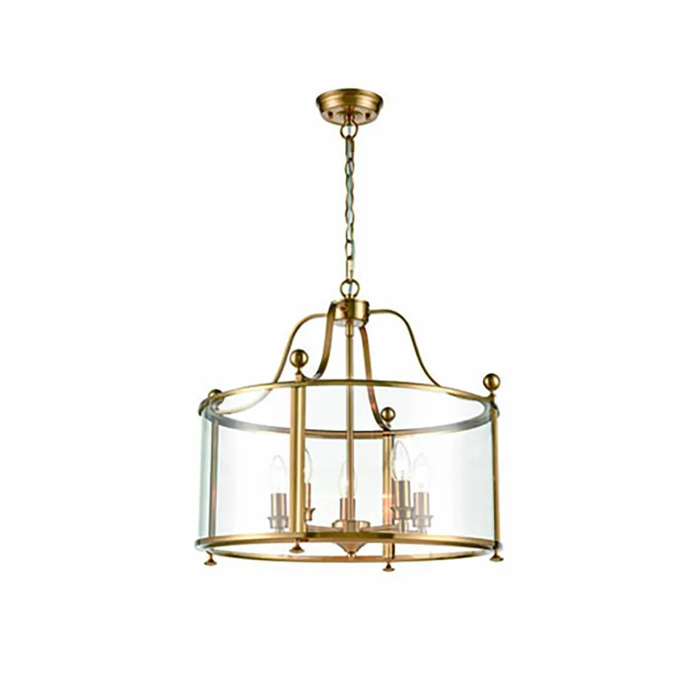 5-0207AL 5 Light Indoor Lantern Antique Gold