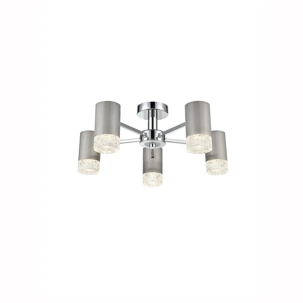 5-2242LF 5 Light Semi Flush Light Satin Nickel