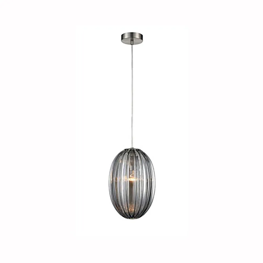 522HCP Oval Single Pendant Smoked Glass