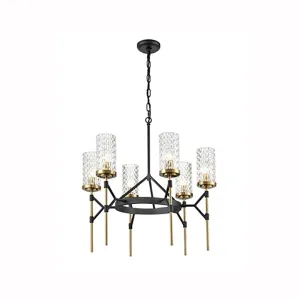 6-4242LF 6 Light Suspended Light Black and Gold