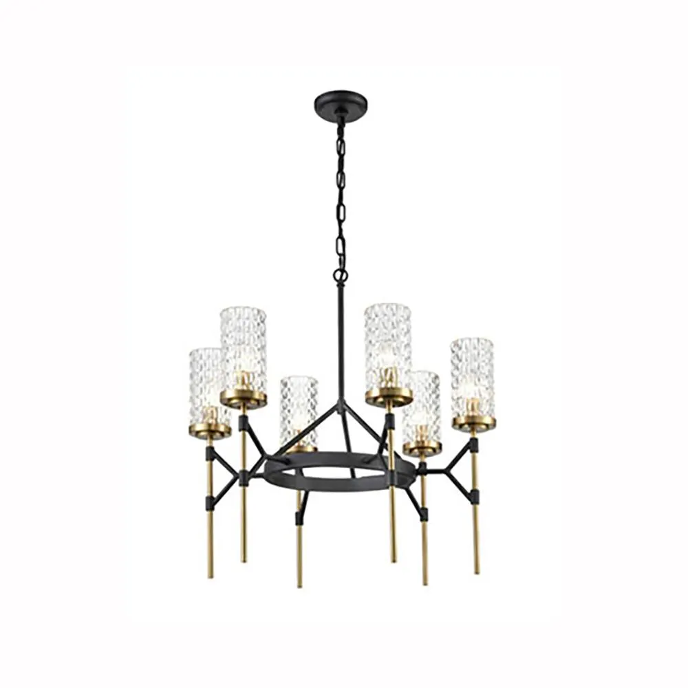 6-4242LF 6 Light Suspended Light Black and Gold