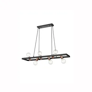 6-9142LF 6 Light Suspended Light Black and Copper