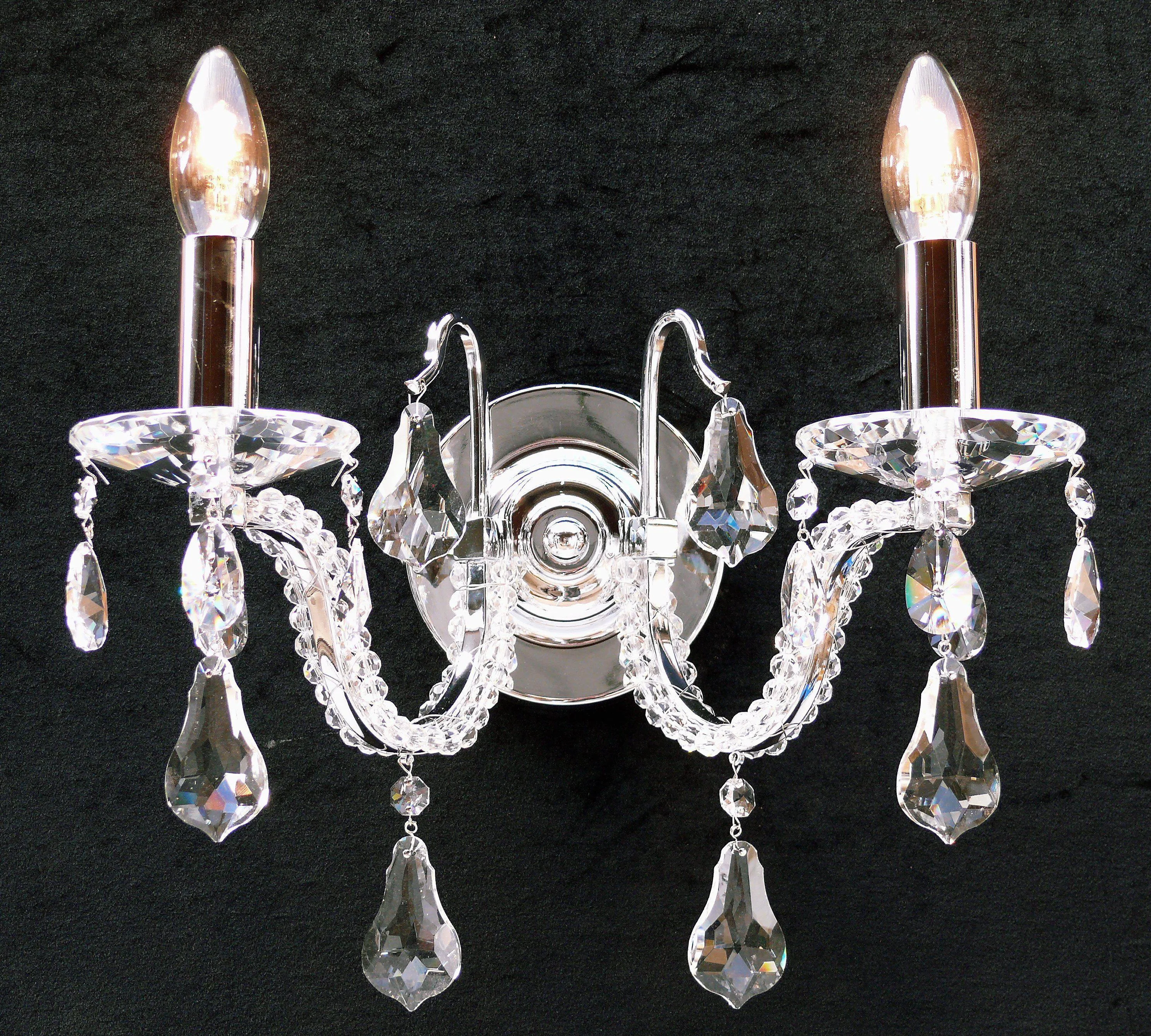 603/2 Mozart Pear Shaped Crystal Wall Light Polished Chrome