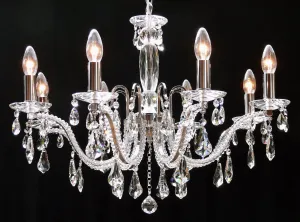 603/8 Mozart 8 Pear Shaped Crystal Light Multi Arm Light Polished Chrome