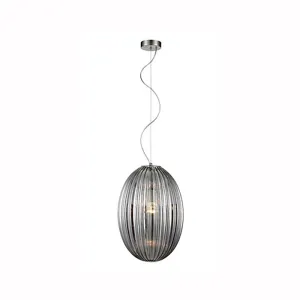 622HCP Oval Single Pendant Smoked Glass