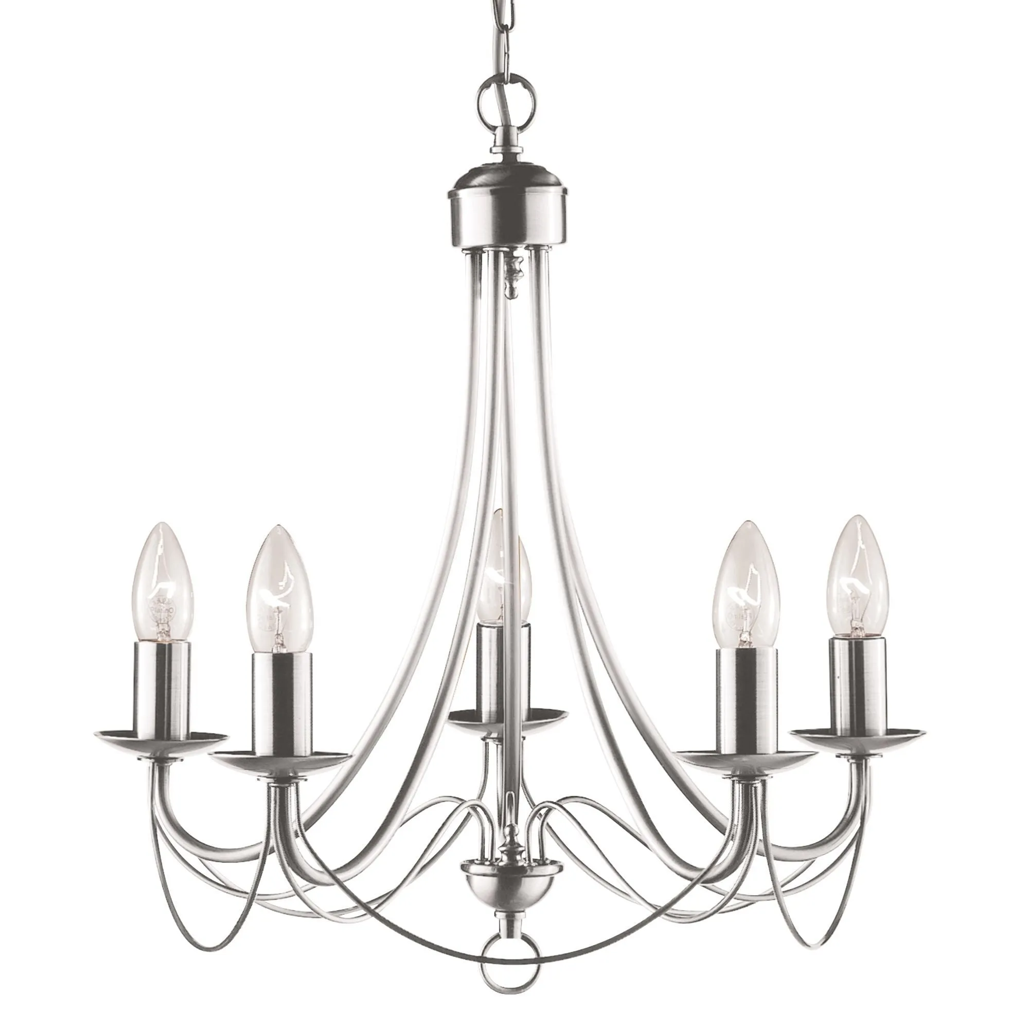 6345-5SS Maypole Satin Silver 5 Light Multi Arm Light