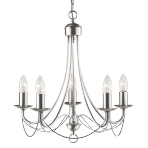 6345-5SS Maypole Satin Silver 5 Light Multi Arm Light