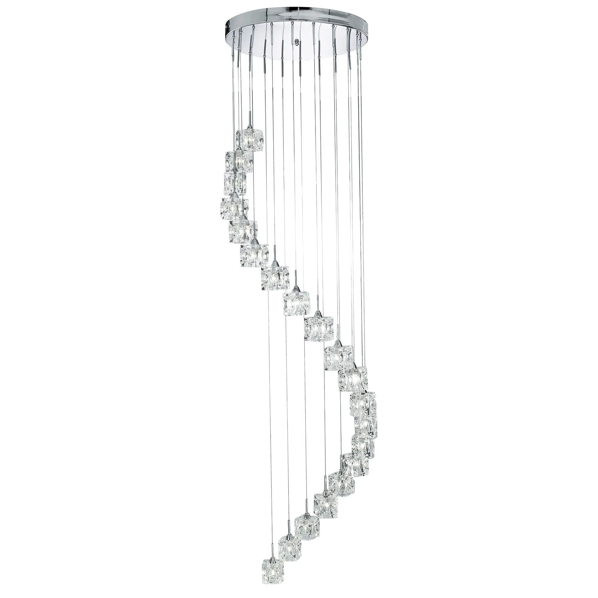 6720-20-LED Ice Cube Chrome 20 Light LED Multi Light Pendant