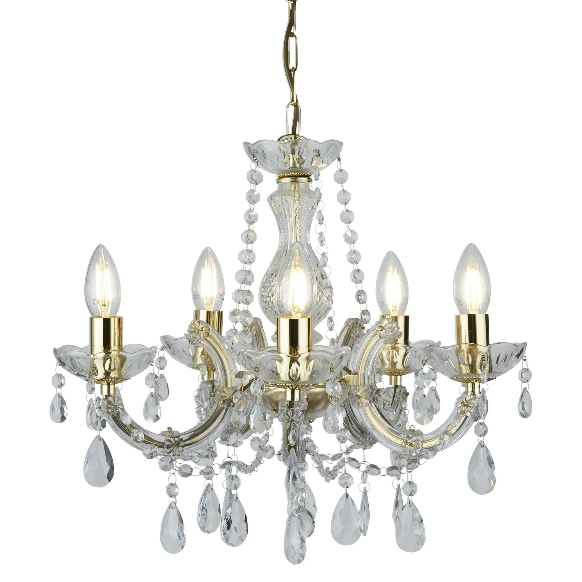699-5 Marie Therese Polished Brass 5 Light Multi Arm Light