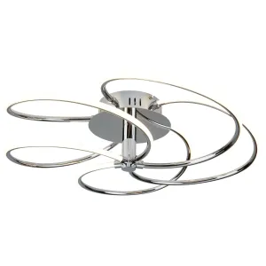 7055-5CC Bardot Chrome 4 Light LED Swirl Flush Light