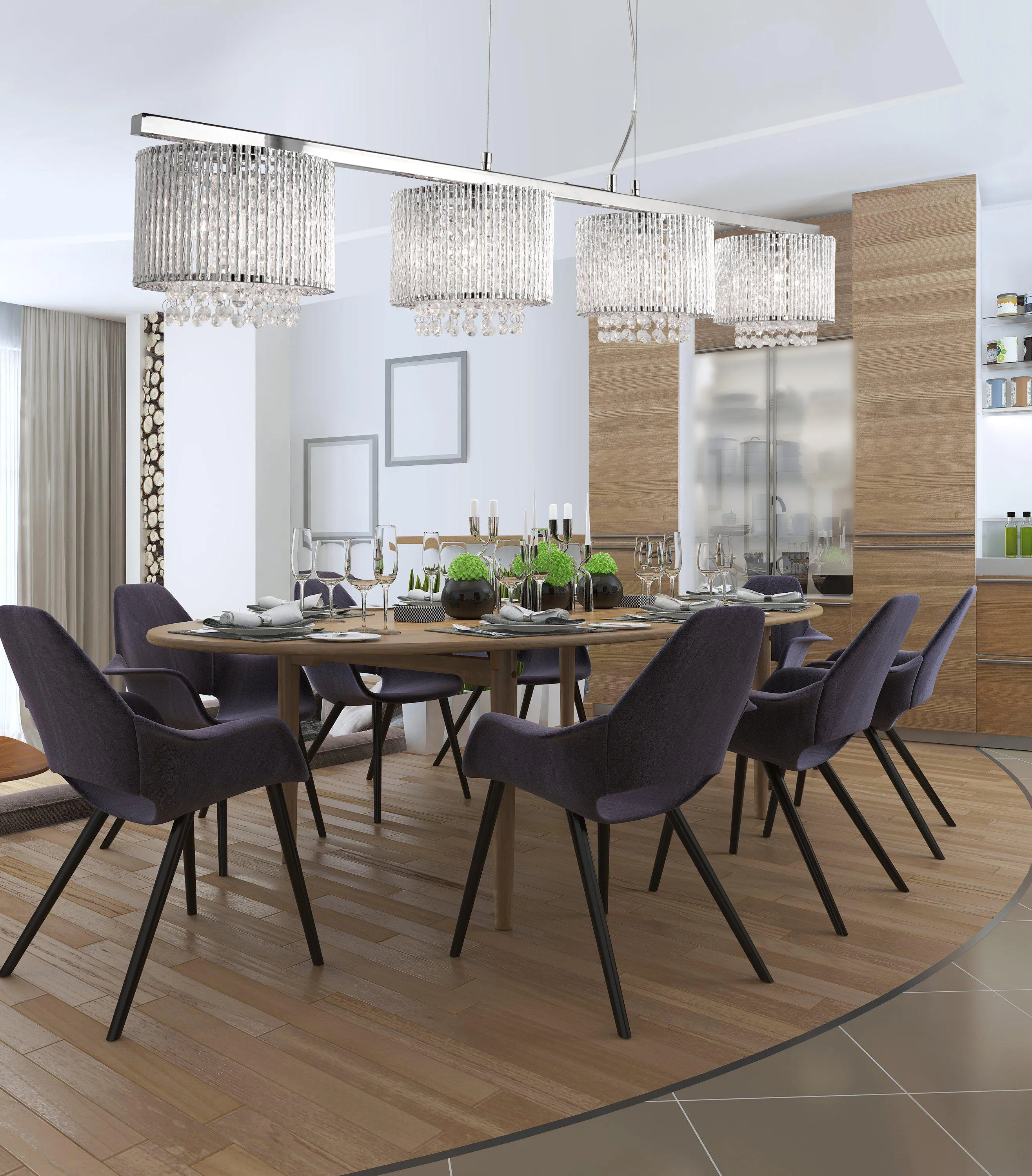7094-4CC Elise 4 Light Ceiling Bar Pendant