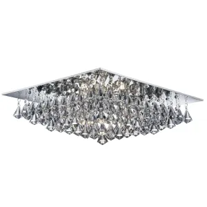 7308-8CC Hanna Chrome Triangular Crystals Square 8 Light Ceiling Flush Light