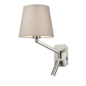 7711/221BW Swing Arm Wall Light LED with USB with Grey Shade