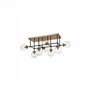 8-1142LF 8 Light Flush Light Black and Gold