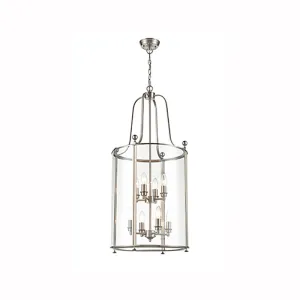 8-9107AL 8 Light Indoor Lantern Satin Nickel
