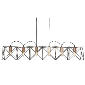 8416-6BK Anthea 6 Light Black/Copper Bar Pendant