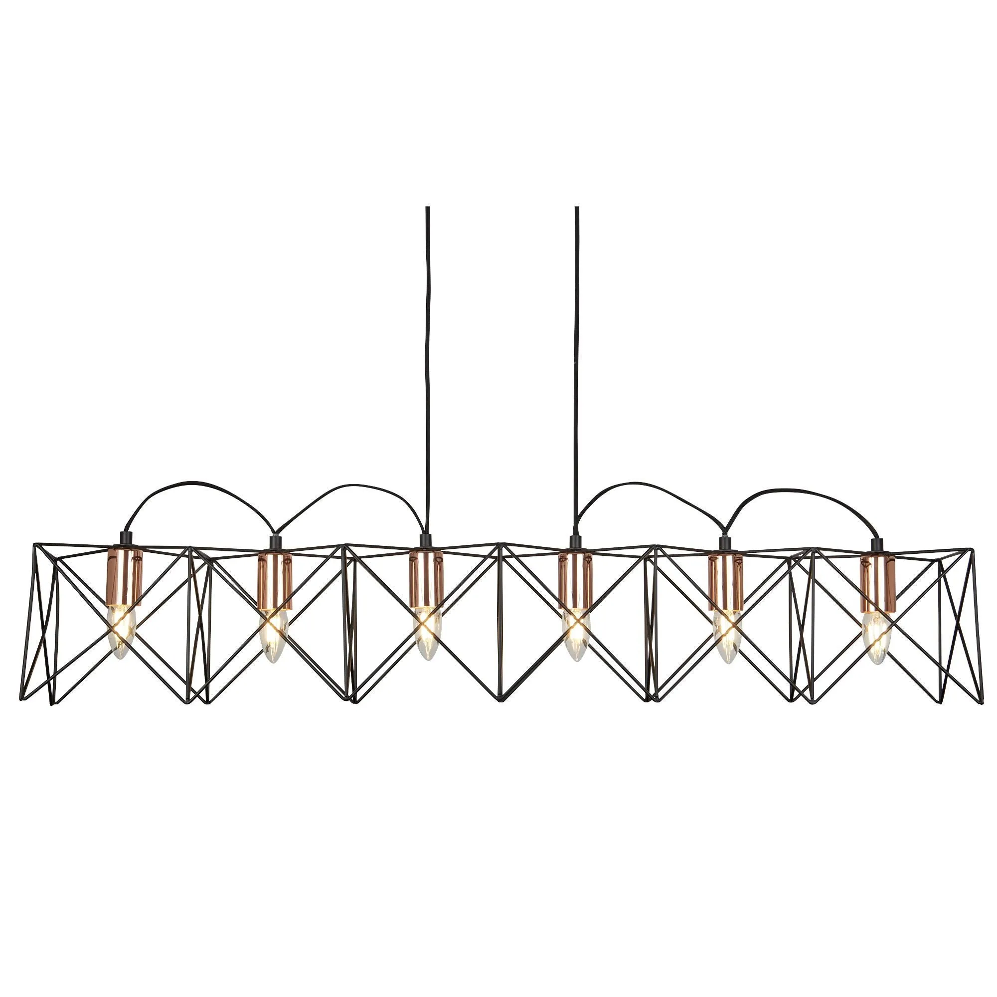 8416-6BK Anthea 6 Light Black/Copper Bar Pendant