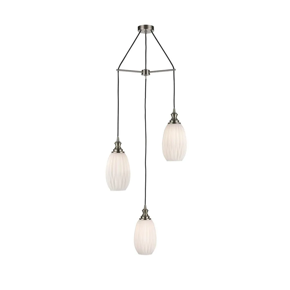 843/3-1242LF 3 Light Suspended Light Satin Nickel