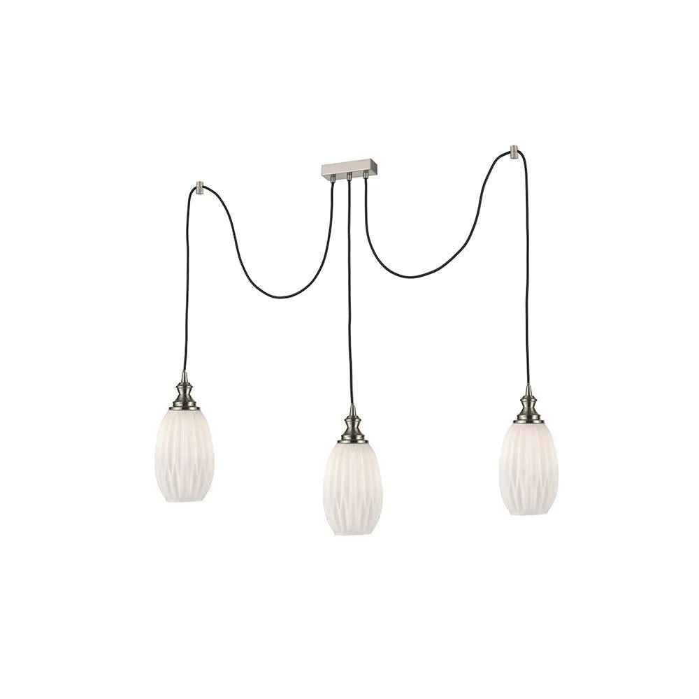 843/3-7242LF 3 Light Suspended Light Satin Nickel