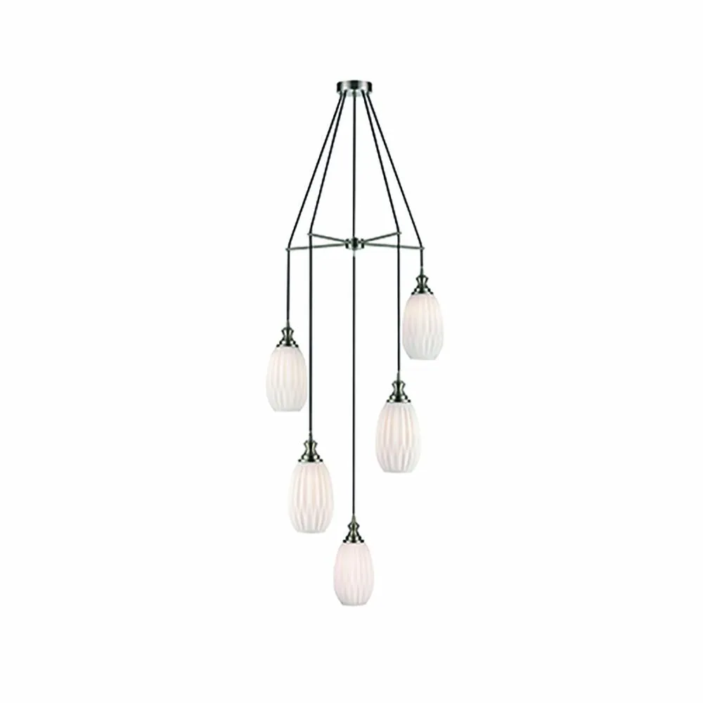 843/5-1242LF 5 Light Suspended Light Satin Nickel