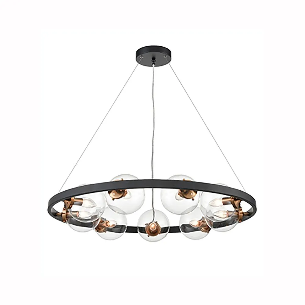 9-6242LF Round 9 Light Suspended Light Antique Gold