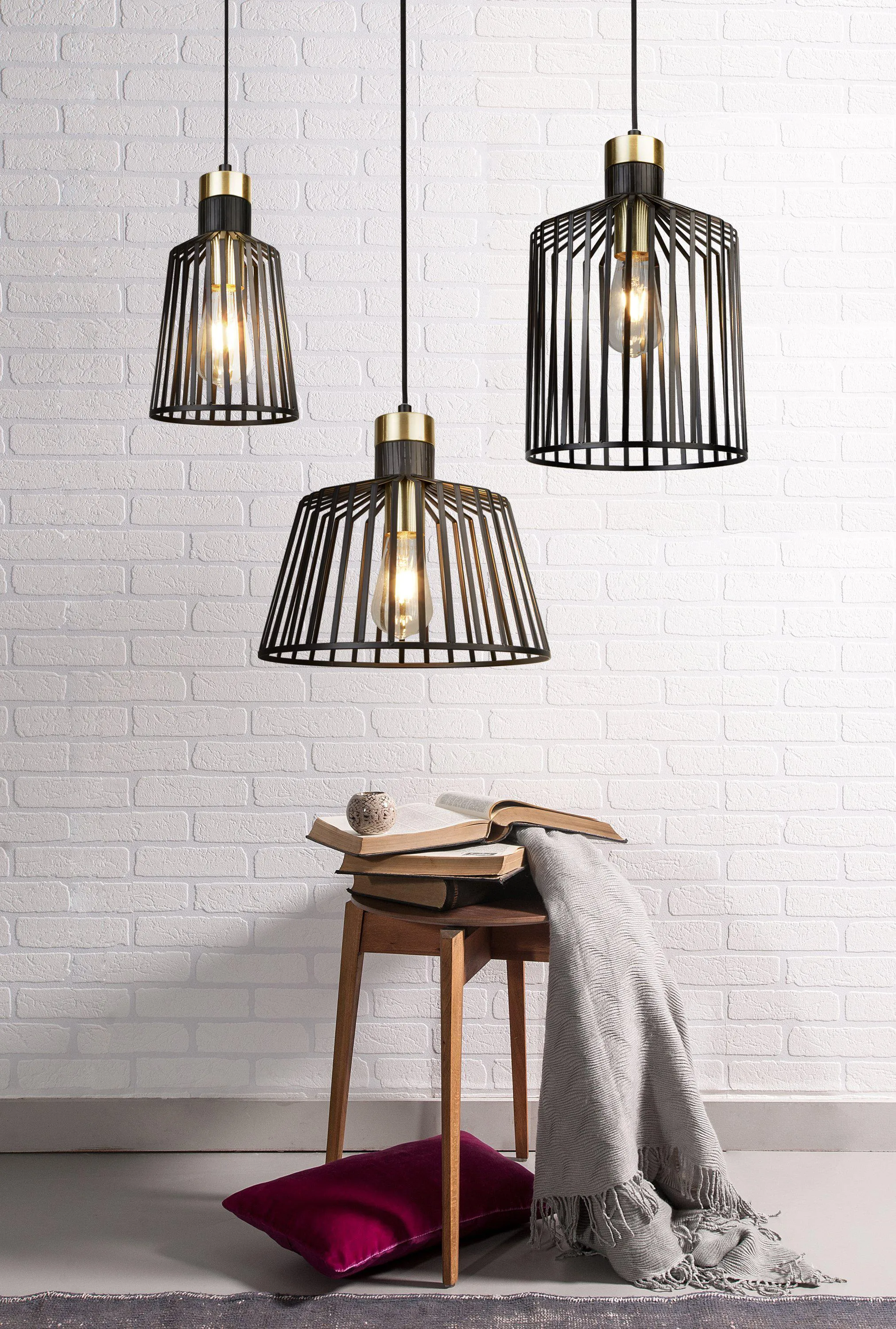 9411BK Cage Single Pendant Black