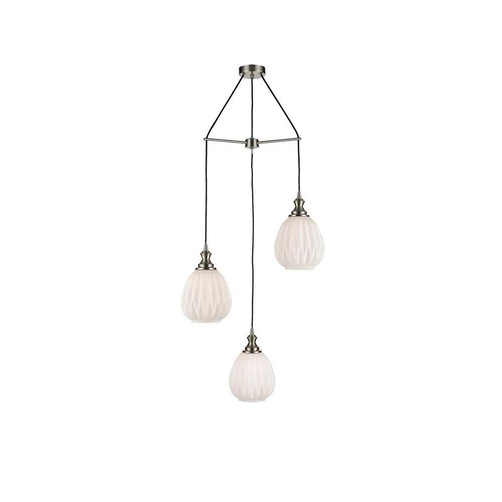 943/3-1242LF 3 Light Suspended Light Satin Nickel
