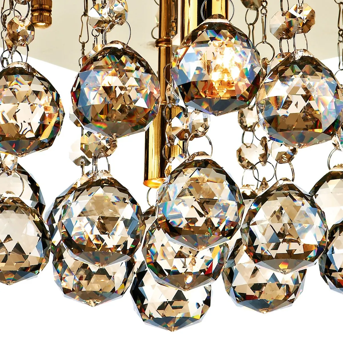 ABA5240 4 Light Square Crystal Flush Light Gold