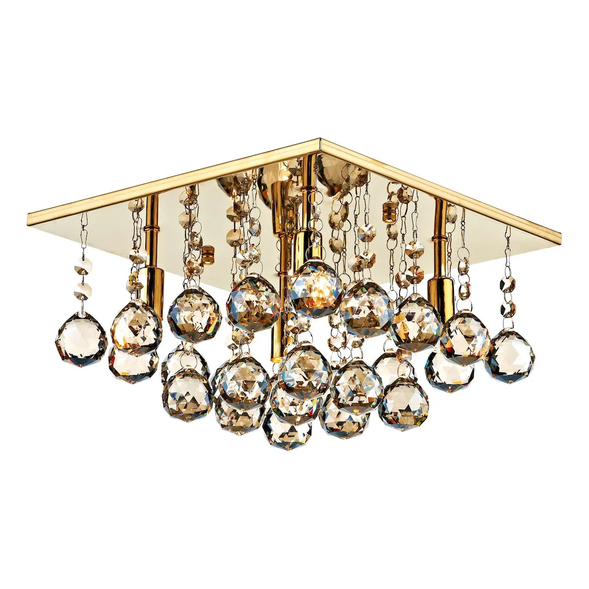 ABA5240 4 Light Square Crystal Flush Light Gold