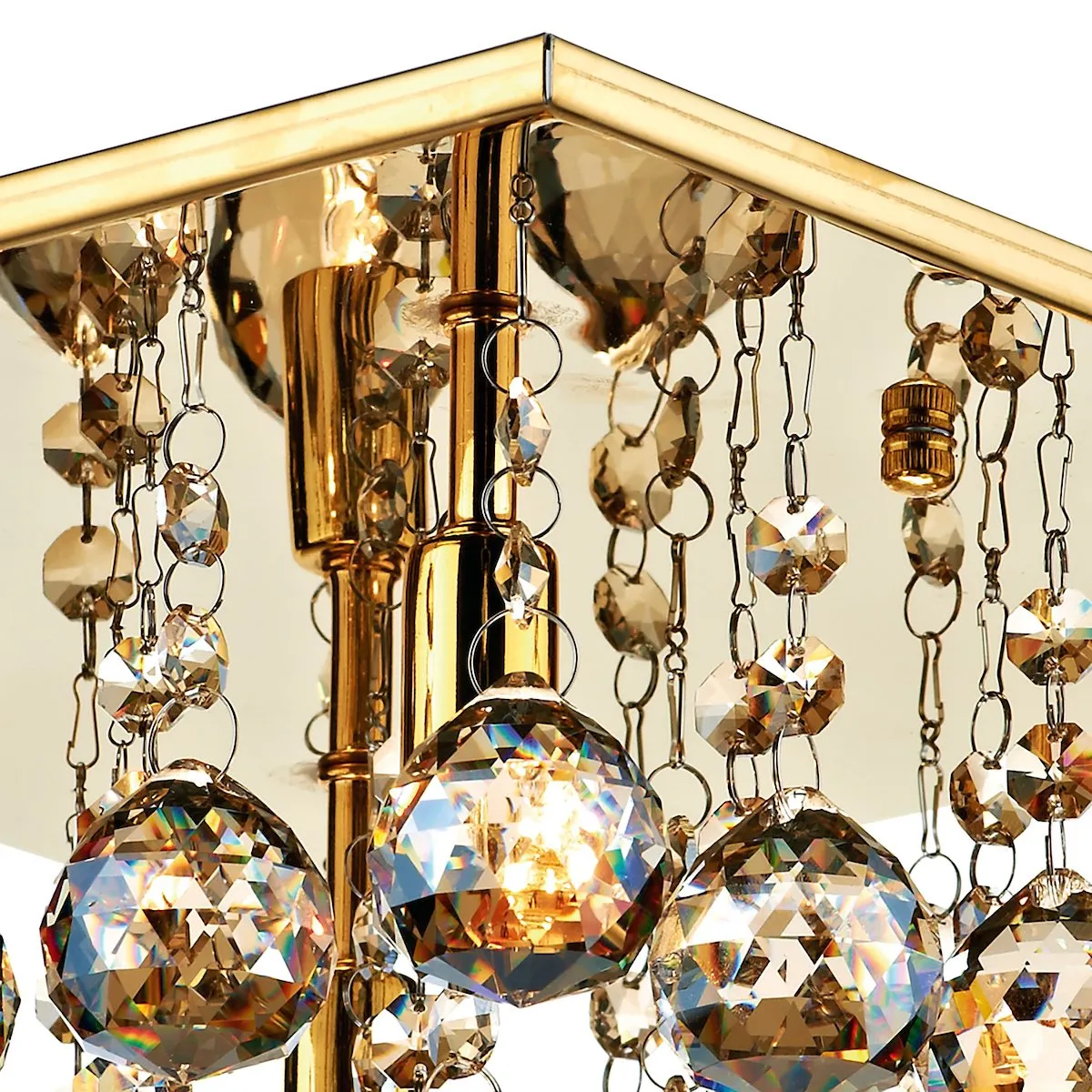 ABA5240 4 Light Square Crystal Flush Light Gold