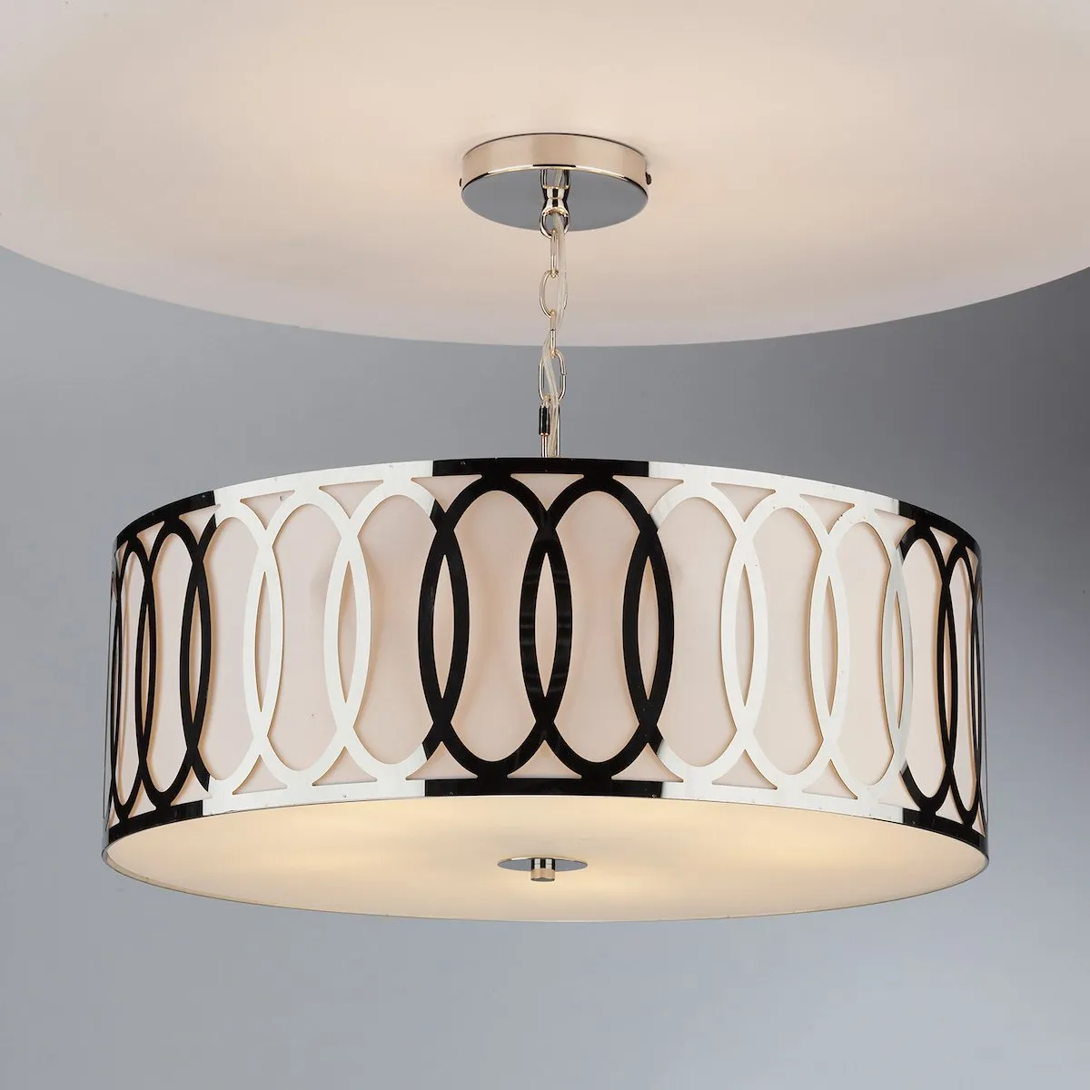 ACU0550 5 Light Suspended Light Polished Chrome White